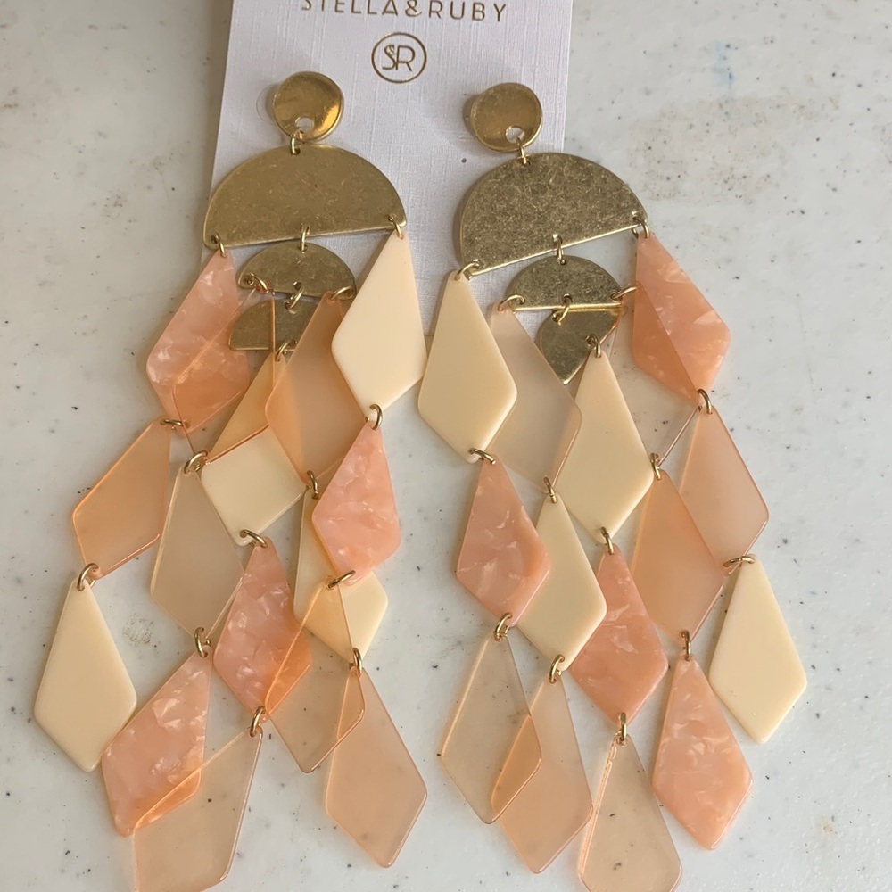Stella & Ruby Peach & Cream Multi-Drop Earrings - Picture 1 of 3